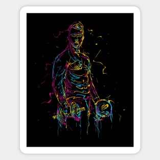 abstract colorful man working out with dumbbell Sticker